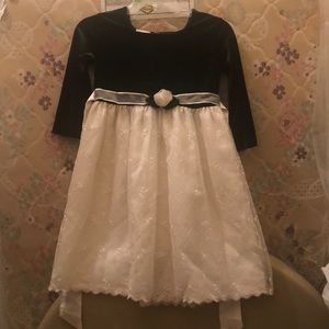 Green and White Velvet and Lace Dresd